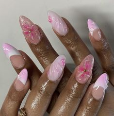 Nails Europe Summer, Tropical Almond Nails, Wwe Nails, Pink 3d Nails, Pink Nails With Bow, Europe Summer Nails, Koi Fish Nails, Bali Nails, Annie Core