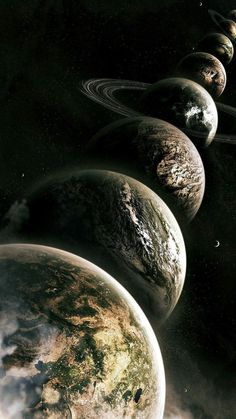 an artist's rendering of the planets in outer space