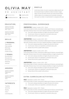 a professional resume template with no work experience on the front page, and an additional cover letter