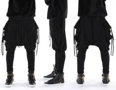 Drawstring Harem Multi Pocket Jersey Pants/ Loose Casual Drop Crotch Harem Jogger Casual Black Pants, Modern Mens Fashion, Drop Crotch Pants, Black Pants Casual, Jersey Pants, Pants Loose, Pants Casual, Formal Attire, Casual Black