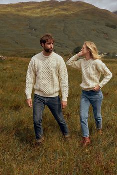 A symbol of Ireland past and present, the Inisheer Traditional Aran Sweater is a timeless addition to your wardrobe. Made with 100% Merino wool, the quality of this authentic Irish gem cannot be rivalled. It is a true Irish hero Aran piece. Much like its namesake, the Inisheer Aran Sweater captures the essence of Ireland in all of its glory. With a beautiful combination of traditional Aran stitches such as honeycomb, moss and cable, this piece is inspired by the past while remaining firmly roote Irish Sweater Outfit Women, Irish Wool Sweater Women, Irish Wool Sweater Outfit, Irish Culture Clothing, Scottish Wool Sweaters, Irish Countryside Outfit, Irish Sweater Outfit, Irish Aesthetic Outfits, Alberta Outfit