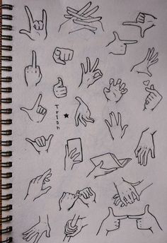 hand gestures drawn in black ink on white paper