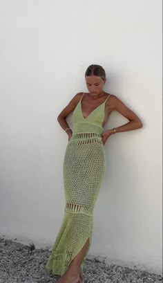 Knit Dress Beach, Crochet Gown Dress, Tulum Club Outfit, Tropical Vacation Dress, Green Crochet Outfit, Summer Party Outfit Dressy, Crochet Vacation Outfit, Crochet Dress Outfit Summer, Catamaran Outfit