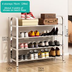 Everyone wants a tidy home, but it isn't easy when everything is messed up. Thanks to our Tidy Home Metal Rack for Shoes, you will have the guarantee that at least a corner of your home will get clean and, at the same time, look stylish and elegant! THE MESS WILL LOOK GOOD Think of all those shoes thrown at the entryway. Or those boxes that found their dusty home over your wardrobe! Imagine how all that can disappear with a beautiful metal shoe stand! FOR SMALL OR BIG PLACES You may have two or Rak Sepatu Diy, Simple Shoe Rack, Functional Organization, Shoe Rack Door, Small Shoe Rack, Shoe Stand, Metal Shoe Rack, Shoe Organizers, Stackable Shoe Rack