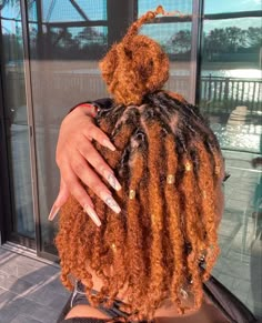 Locs On Women, Loc Color Ideas, Blond Locs, Women Loc Styles, Loc Sizes, Female Locs, Locks Hairstyle, Ginger Locs, Loc Colors