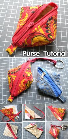 the instructions for how to make an origami zippered pouch with zips