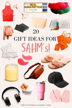 the words 20 gift ideas for sahm's are shown