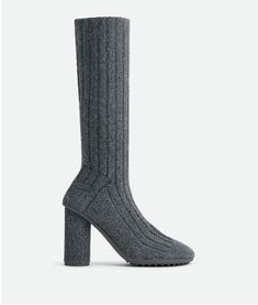 Bottega Veneta® Women's Atomic Boot in Anthracite. Shop online now. Knit Wool Socks, Sock Boot, Leather Denim, Wool Socks, Eyewear Womens, Leather Dresses, Boots And Sneakers, Pumps Flat, Flat Boots