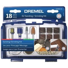 dremel ez sanding and grinding kit with tools in the package for use on wood floors