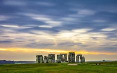 the stonehenge monument in england at sunset