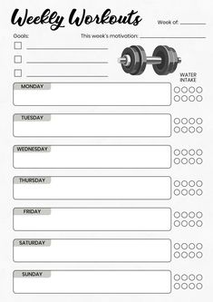 a printable workout plan with dumbbells