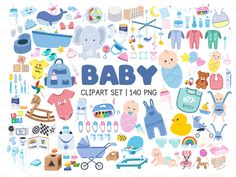 a baby clipart set with lots of different items in the shape of a circle