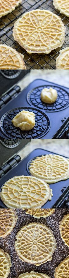 several waffles cooling in the sun on top of grill pans with holes