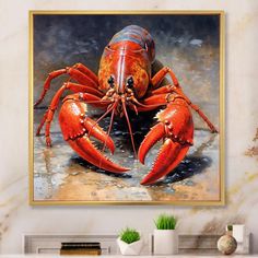 a painting of a crab on the wall