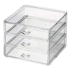 three drawers are stacked on top of each other in this clear plastic drawer organizer case