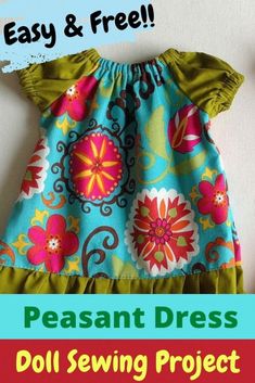 an easy and free peasant dress sewing pattern with instructions to sew the skirt for this doll