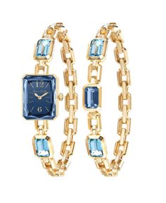 in stock Cute Watches, Blue Watches, Old Watches, Pink Girly Things, Stylish Jewelry, Blue Accents, Watch It, Gold Tone Metal, Gold Watch