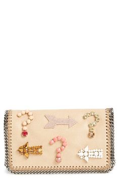 Stella McCartney Falabella Crossbody Bag http://bit.ly/1y1UNpz Embellished Purses, Whimsical Accessories, Beige Handbags, Embellished Clutch, Stella Mccartney Falabella, Stella Mccartney Bag, Unique Purses