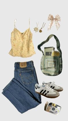 Cute Thrifted Outfits Summer, Overall Fits Summer, Nyc Summer Outfits Aesthetic, Summer Outfit Japanese, Vacation Outfits Simple, Summer Outfits Camp, Wallows Concert Outfit Ideas, Vidcon Outfit, Dress To Impress Trendy Theme