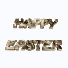 the words happy easter written in metal letters