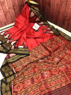 Royal Red Color Sambalpuri Silk Saree Sambalpuri Design, Salwar Designs, Folk Design, Blouse Measurement