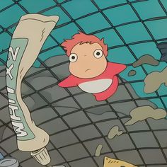 a cartoon character holding a baseball bat under a net