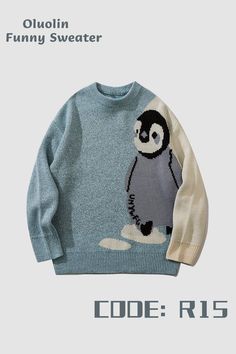 Penguin Outfit, Penguin Clothes, Penguin Sweater, Sweaters Outfit, Silly Clothes, Animal Sweater, Sweater Outfits Fall, Downtown Outfits, Sweaters For Men