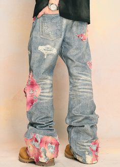 Chic Blue Print Pockets High Waist Denim Pants Fall AW1009 – Gemi Glitz