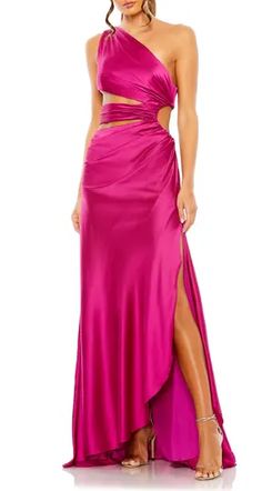 Free shipping and returns on Mac Duggal Cutout One-Shoulder Satin Gown at Nordstrom.com. <p>Enchant the masses in this head-turning satin gown topped by a single shoulder and cut from smooth satin that's ready for you to dance the night away.</p> Neutral Dresses, Engagement Party Dresses, Spring Wedding Guest Dress, Bodycon Evening Dress, Bridal Bridesmaid Dresses, Western Chic, Mac Duggal, Satin Gown, Multicolor Dress