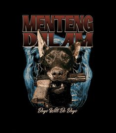 an image of a dog with the words menteng dijam on it