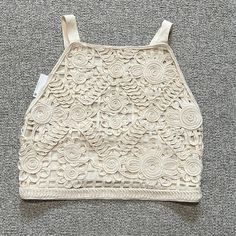 New With Tag. Zara Top. Size L Spring Lace Crochet Top, Spring Party Crochet Top, Spring Zara Crochet Tops, Casual Summer Crochet Top With Floral Embroidery, Casual Crochet Top With Floral Embroidery For Summer, Chic Summer Crochet Lace Top, Summer Lace Crochet Top For Party, Zara Beige Crochet Top For Spring, Chic Zara Crochet Lace Top