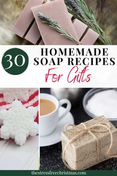 Handmade soap are a fun craft and also make great Christmas gifts. Click this post to find 30 great handmade soap recipes you can create. Christmas Soap Recipes, Homemade Loofah Soap, Christmas Soaps, Diy Soap Bars, Jelly Soap, Lavender Soap Bar, Handmade Soap Recipes, Cold Process Soap Recipes, Soap Tutorial