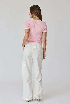 Details: square neck knit top White Ribbed Square Neck Top, Chic Fitted Knit Top With Ribbed Neckline, Ribbed Knit Top For Loungewear, Casual Ribbed Square Neck Top, Trendy Knit Top For Loungewear, Chic Square Neck Stretch Top, Chic Stretch Square Neck Top, Trendy Fine Knit Cotton Tops, Trendy White Square Neck Top