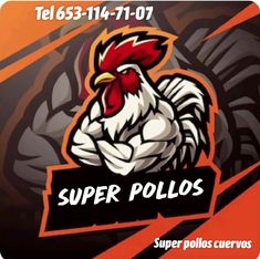 an image of a rooster with the words super polos on it's side