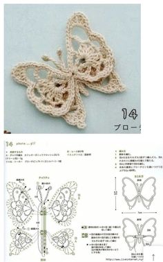 crocheted butterfly pattern with instructions to make it look like an origami