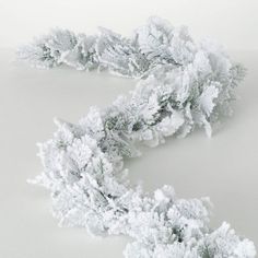 snow covered branches on a white surface