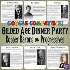 a poster with the words google - compatible gilded age dinner party robert baron's progressive progressive