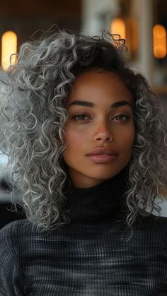 21 Gray Hair Color Ideas That Will Make You Love Your Look | Lookosm Curly Silver Hair, Repair Split Ends, Grey Blending, Silver Haired Beauties, Grey Curly Hair