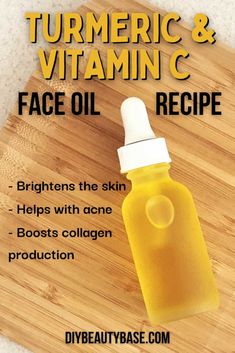 Diy Face Serum Recipe, Face Oil Recipe, Face Serum Recipe, Face Oil Serum, Serum For Glowing Skin, Serum Recipe, Glowing Skin Diy, Vitamin C Oil, Tumeric Face