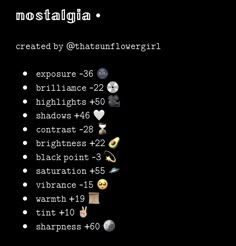 a black background with white text that says mostallia created by @ chatainflowergirl