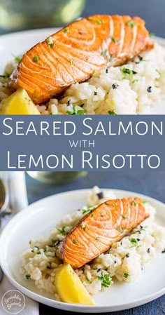 salmon with lemon risotto served on white rice