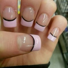 duck nails, 2000s, y2k, french tips, pink, black French Tips Pink, Nails 2000s, Punk Nails, Duck Nails, French Manicure Nails, Girly Acrylic Nails, Short Square Acrylic Nails, Unique Acrylic Nails