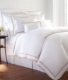 Carlisle III Bedding by Legacy Home | Fig Linens White And Gold Comforter, White And Gold Bedding, Bed Cover Design, Super King Duvet Covers, Gold Bed, Gold Bedroom, Full Duvet Cover, Sheet Sets Full, Twin Sheet Sets