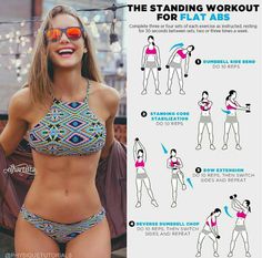 Fitness Style Women, Být Fit, Workouts Women, Standing Workout, Standing Ab Exercises, Sixpack Workout, Standing Abs, Fitness Style, Fitness Women