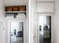 there are two pictures of the same room in this house, one is white and the other is black