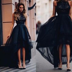 Aline Dresses, Prom Dress Halter, Black High Low Dress, Dress Outfits Party, High Neck Prom Dress, Halter Prom Dresses, Prom Dresses 2017, Black Dress Outfits, Black Prom Dress