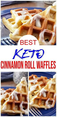 the best keto cinnamon roll waffles are made with only 3 ingredients and ready to be eaten