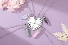 "💖FRIENDSHIP NECKLACE: Specially designed for girls who have best friends and love their best friends.Not only trendy necklaces with sweet saying \"best friend forever and ever\", but also carries your love everywhere goes. 💖PROTECTION PENDANT: Crystal Point is regarding as one powerful protection stone as it absorbs negative energy of people to release mental stress and promote emotional well-being. 💖NOTE: Crystal Point can not replace. 💖PACKET:  1 set (2,3 or 4pcs)necklaces, come with a box, great for gift giving." Cute Friendship Necklaces For 4, 4 Person Friendship Necklace, Cheap Hand-strung Beaded Necklaces For Friendship, 4 Best Friend Necklaces, 4 Piece Bff Necklace, 4 Way Friendship Necklace, Friendship Necklaces For 4 Friends, Best Friend Bracelets For 4, Bff Necklaces For 4 Girls Bffs