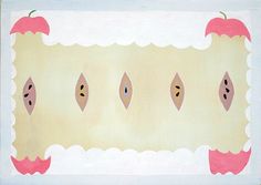 an image of a painting with apples on the top and bottom half in different colors