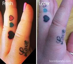 before and after photos of tattoos on fingers